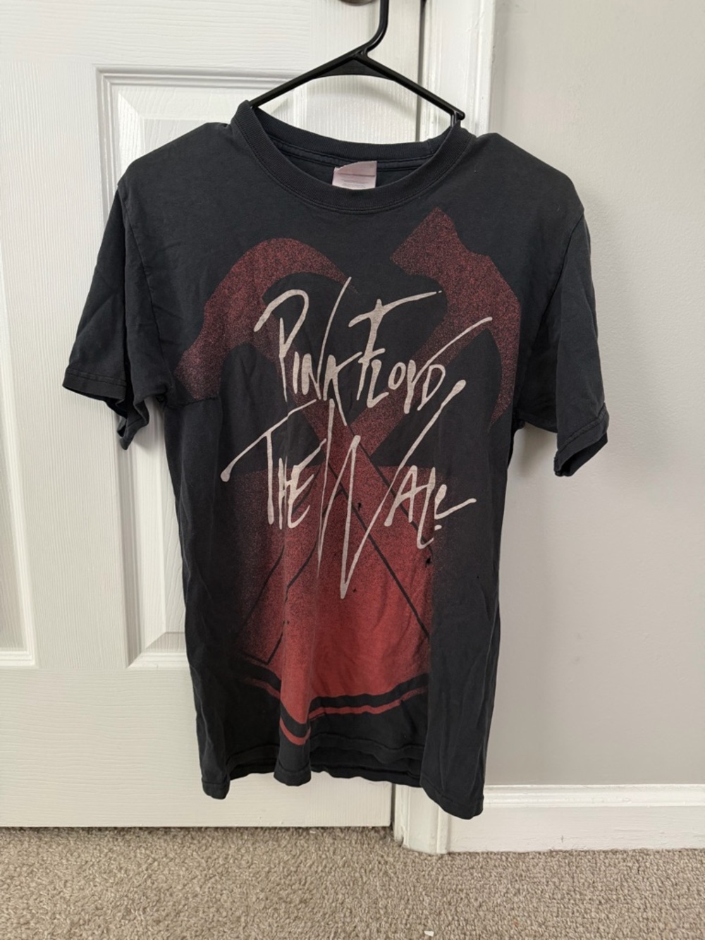 Vintage Pink Floyd Black Tee with Pink & White Lettering